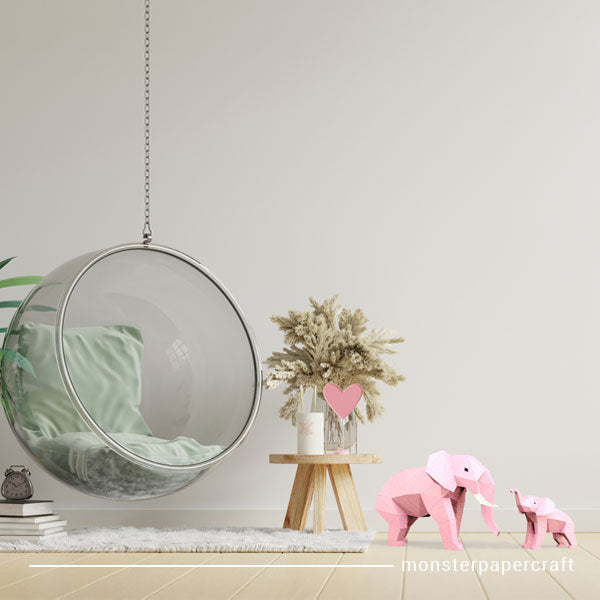 Elephant Mama & Baby – Pink